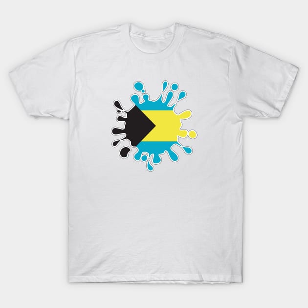 Bahamas National Flag Paint Splash T-Shirt by IslandConcepts